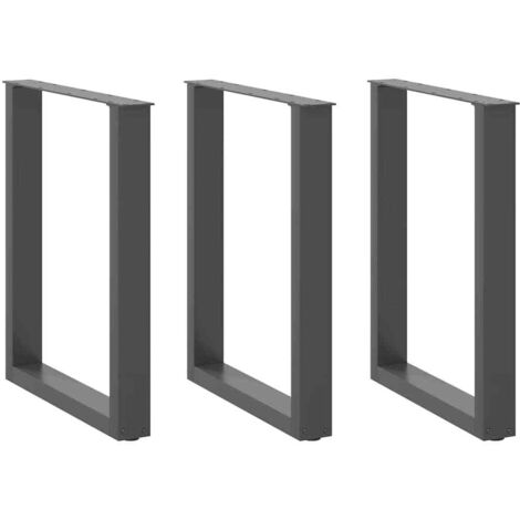 Juego de 3 patas de mesa de comedor ajustables en forma de U 70 x 73 cm aspecto moderno acero antracita 020057442