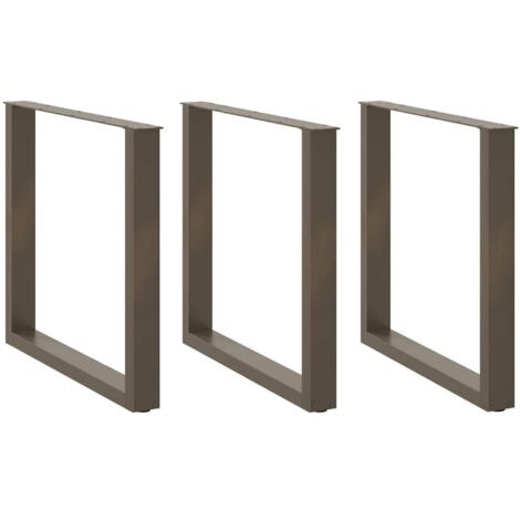 Juego de 3 patas de mesa de comedor en forma de U resistentes y ajustables 90 x 73 cm en acero natural 020057451