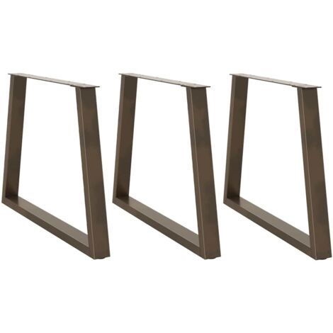 Juego de 3 patas de mesa de comedor en forma de V robustas y estables 100 x 73 cm estilo moderno acero natural 020056887