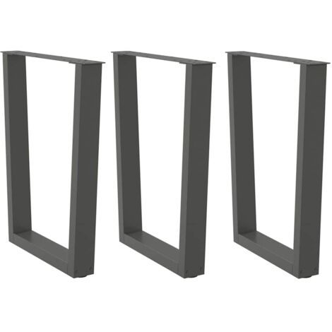 Juego de 3 patas de mesa de comedor regulables en forma de V 70 x 73 cm diseño moderno con tacos antideslizantes en acero antracita 020056948