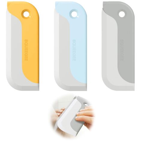 Juego de 3 pequeñas espátulas de goma suave para la ducha, ideales para parabrisas, espejos, cocinas, baños, encimeras, azulejos, parabrisas de automóviles y papel pintado de vinilo.