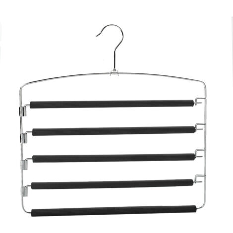 Juego de 3 perchas antideslizantes de acero inoxidable para pantalones, vaqueros y bufandas - Negro