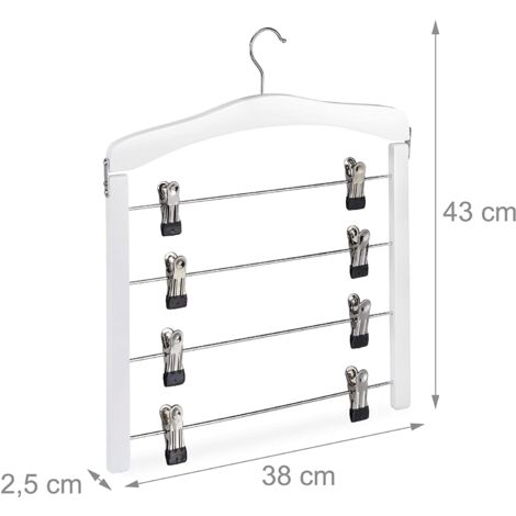 Juego de 3 perchas múltiples de madera para vestidos pantalones que ahorran espacio 360 clips de gancho blanco 130000734