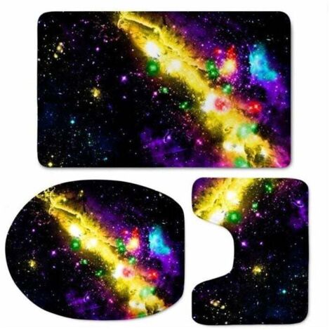 Juego de 3 piezas con alfombra de baño de franela, contorno de inodoro - Alfombra de baño + Tapa de inodoro + Alfombra de inodoro