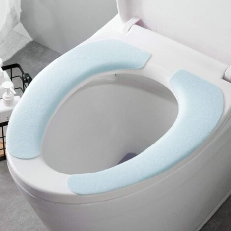 Juego de 3 piezas para asiento de inodoro, incluye funda para asiento, tapa y taza. Color azul.
