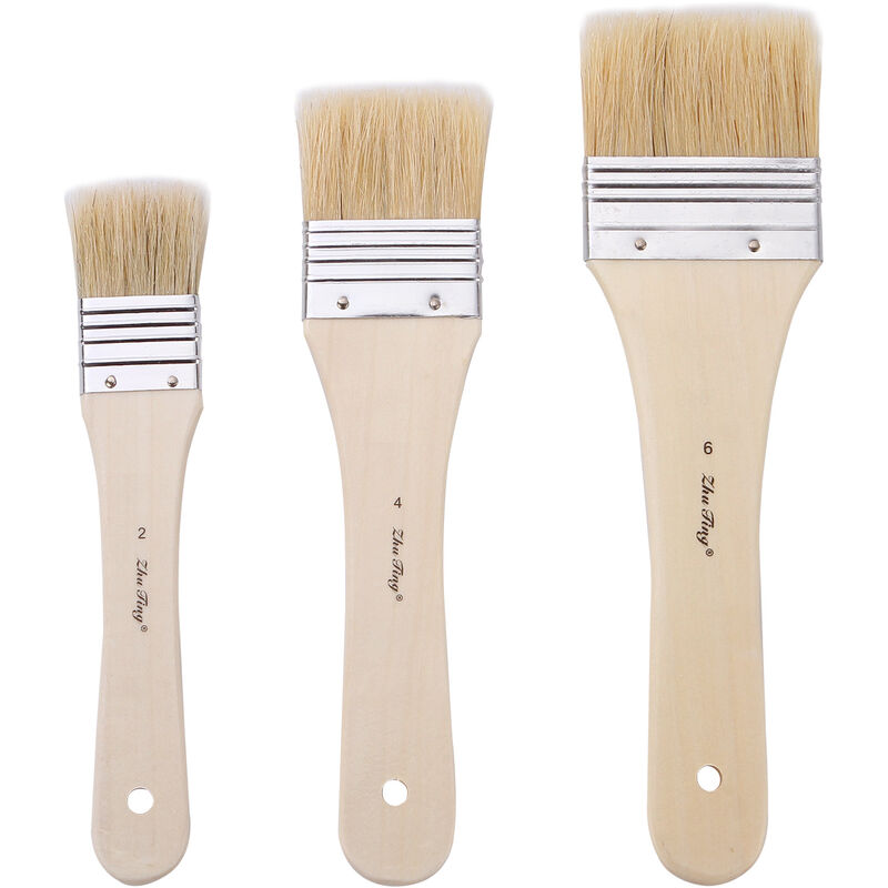 

Juego de 3 pinceles planos profesionales de nailon para el cabello, mango de madera, herramienta de pintura para artistas, para pintura acrílica al