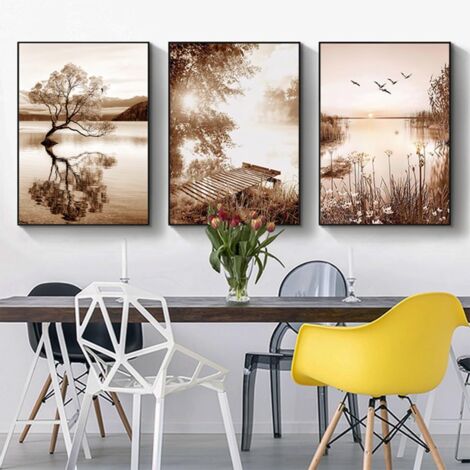 Juego de 3 pósteres - Estilo bohemio - Estética vegetal - Arte abstracto moderno - Decoración de pared - Decoración bohemia - Sin marco - 30 x 40 cm