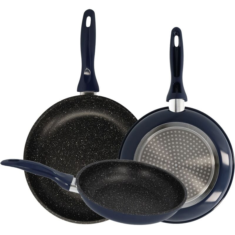 

Juego de 3 sartenes de Ø18, Ø20 y Ø24 cm, aptas para inducción