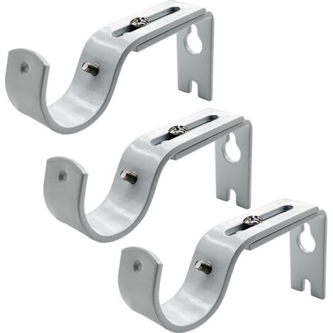 Juego de 3 soportes ajustables para barras de cortina, ganchos de pared para barras de cortina, aptos para barras de cortina con un diámetro de 25 mm, color blanco.