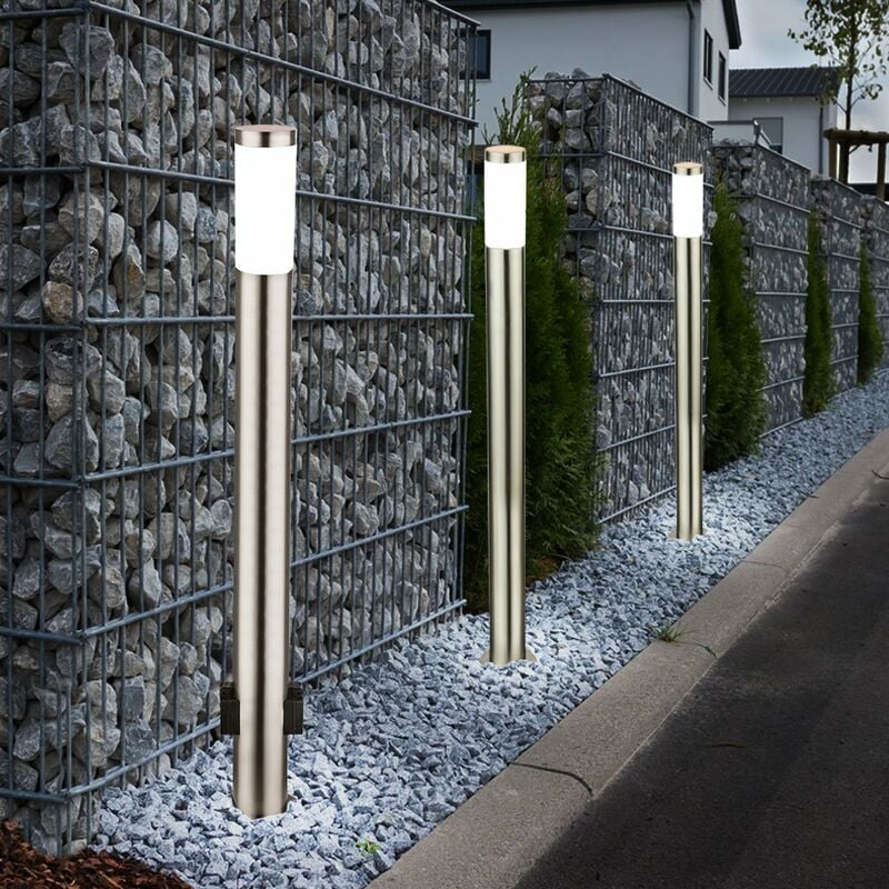 

Juego de 3 lámparas LED de pie para exteriores, terrazas, luces de parque de acero inoxidable, distribuidor de electricidad