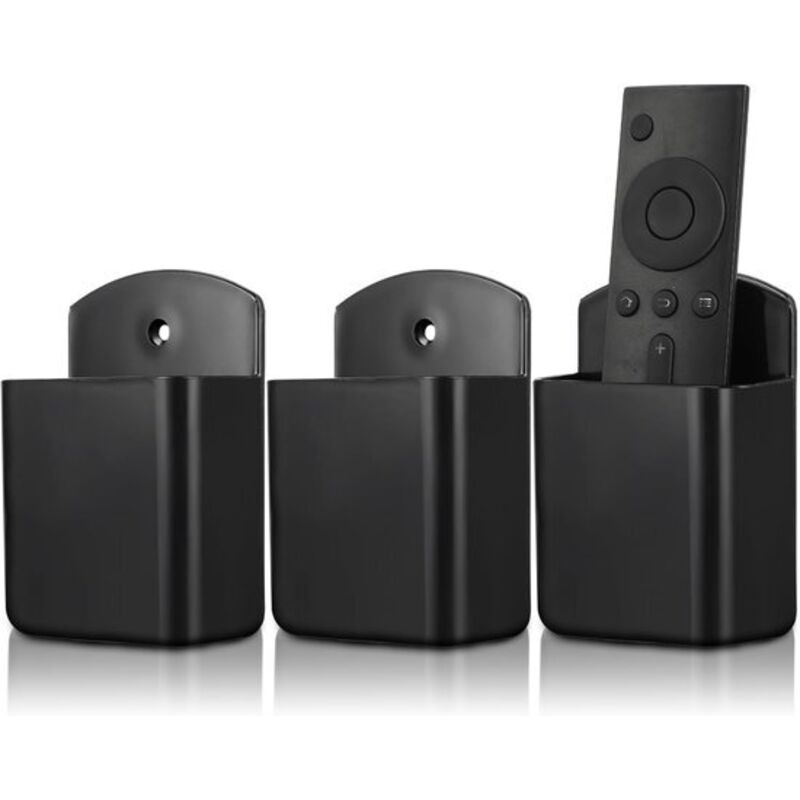 Juego de 3 soportes negros para mandos a distancia de pared - Autoadhesivos, no requieren taladrar, organizador de bolígrafos, soporte para TV para