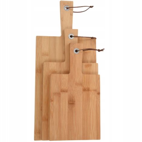 Juego de 3 tablas de cortar de bambú natural, varios tamaños 30-45cm