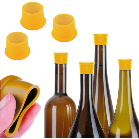 Juego de 3 tapones de silicona para botellas AMARILLOS