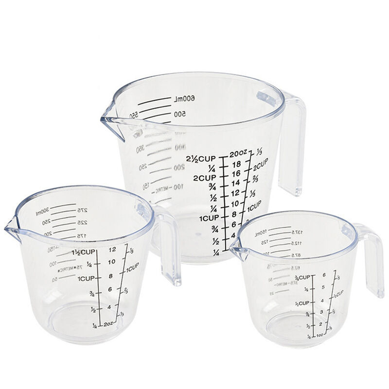 

Juego de 3 tazas medidoras de utensilios para hornear con taza graduada dual Dispositivo de medicion de traje de tres piezas de escala transparente