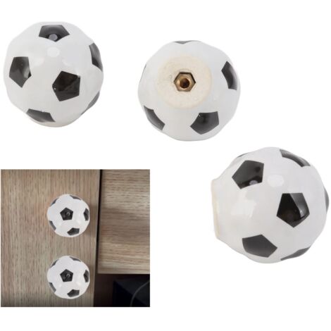 Juego de 3 tiradores de puerta de cerámica color cobre con forma de balón de fútbol – Juego de 3 tiradores para armarios con temática deportiva y placa base ancha para cocina y baño (3,5 cm).