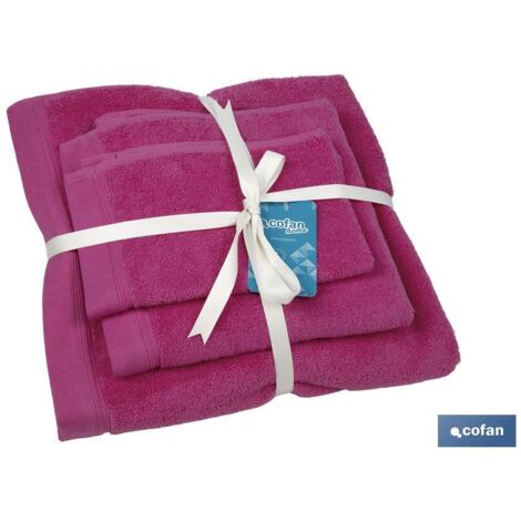 juego de 3  toallas fucsia 580 g/m2  gama primavera 30x50  50x100  70x140 cm