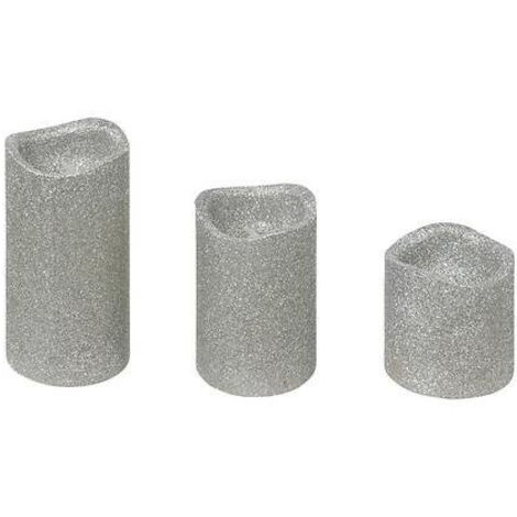 Juego de 3 velas LED plata brillante