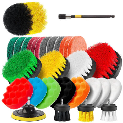 Juego de 30 cepillos para taladro, kit de accesorios de limpieza multicolor, cepillo de limpieza multiusos para juntas, suelos, bañeras, duchas, azulejos, baños y cocinas.