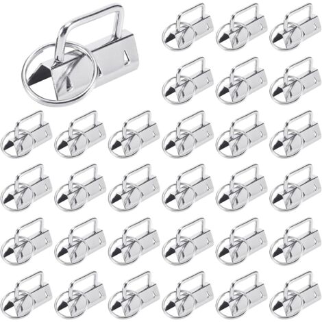 Juego de 30 clips de metal plateado para correas de cincha, piezas de metal perforadas, clips con borde, clips para llaves.