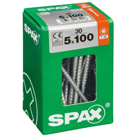 Juego de 30 tornillos de acero con cabeza avellanada SPAX Torx, Diam.5 mm x L.100 mm SPAX