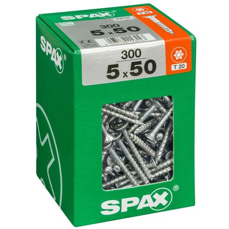 Juego de 300 tornillos SPAX Torx de acero con cabeza avellanada, Diam.5 mm x L.50 mm SPAX