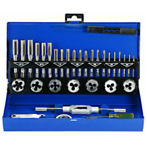 Juego de 32 machos y terrajas HSS, llave métrica, ancho de corte M3-M12, herramienta de roscado manual, carburo de tungsteno, herramienta para fabricar machos y terrajas