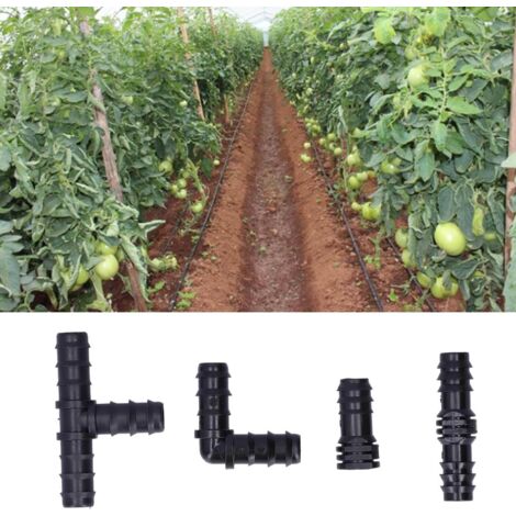 Juego de 32 piezas para riego: conectores de manguera de ABS con púas para mangueras de 1/2" – piezas en T, acoplamientos y accesorios para sistemas de riego por goteo en jardines e invernaderos.