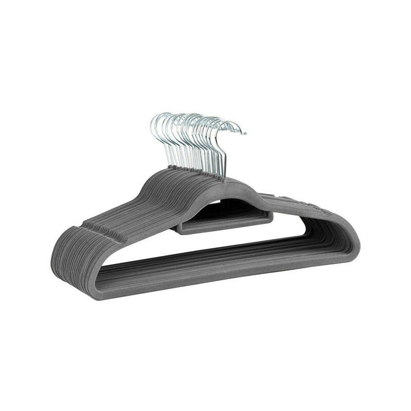 

Juego de 35 perchas ultrafinas de terciopelo Gris - Superficie no deslizante