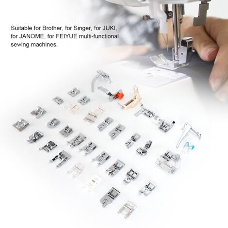 Juego de 35 prensatelas metálicos multifuncionales para máquinas de coser domésticas