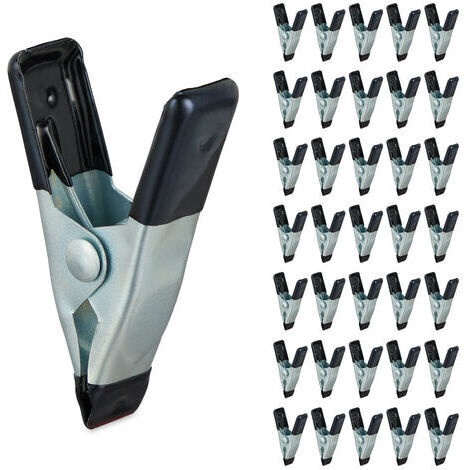 Juego de 36 abrazaderas, clips de pegamento para bricolaje, modelismo, metal, ancho de sujeción 20 mm, abrazaderas negras pequeñas