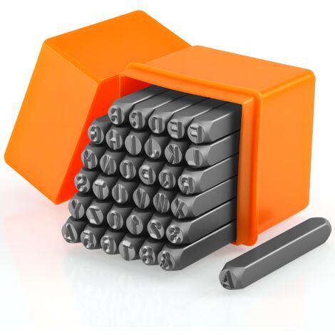 Juego de 36 piezas de punzones para estampar números y letras, juego de punzones de metal duraderos de 6 mm, letras (AZ, 0-9, &), punzón para estampar metal, plástico, madera y cuero.