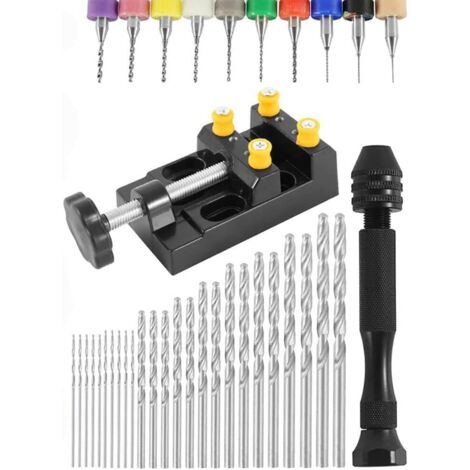 Juego de 37 herramientas manuales para taladrar joyas, que incluye broca helicoidal, broca para PCB, tornillo de banco y tornillo de banco para tallado artesanal y fabricación de joyas de resina (0,3-
