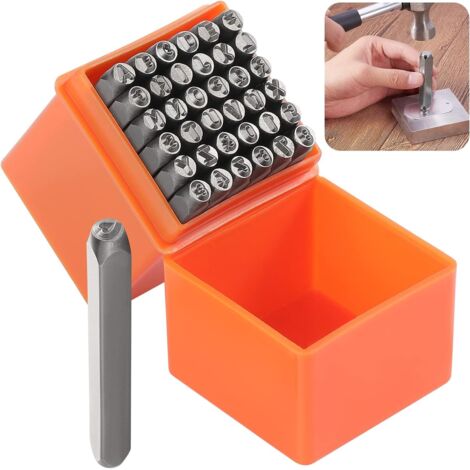 Juego de 37 punzones metálicos, letras de 3 mm, para metal, joyería, cuero, madera, perforación/taladrado DIY.