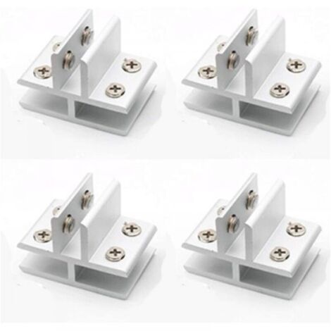 Juego de 4 abrazaderas de cristal en forma de T con soporte de cristal para fijación en 3 paneles laterales, ducha, mesas, paneles, 10-12 mm