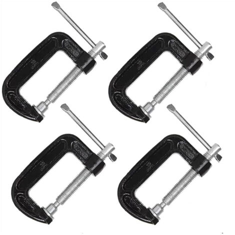 Juego de 4 abrazaderas en C, 5,1 cm – Acero resistente – para carpintería, soldadura y construcción.