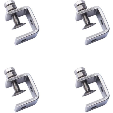 Juego de 4 abrazaderas en C, abrazaderas en C de alta resistencia, abrazaderas de acero inoxidable de alta resistencia, ideales para bricolaje, carpintería y fijación de herrajes (plateado).