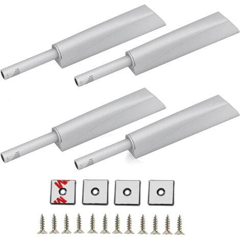 Juego de 4 abridores de puertas de empuje y tracción - Gris - Amortiguador magnético para puertas de armarios