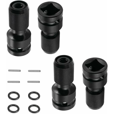 Juego de 4 adaptadores de destornillador de impacto ZOLGINAH de 1/2 a 1/4 pulgadas, adaptador de enchufe multiplicador de par, incluye perno de retención de junta tórica
