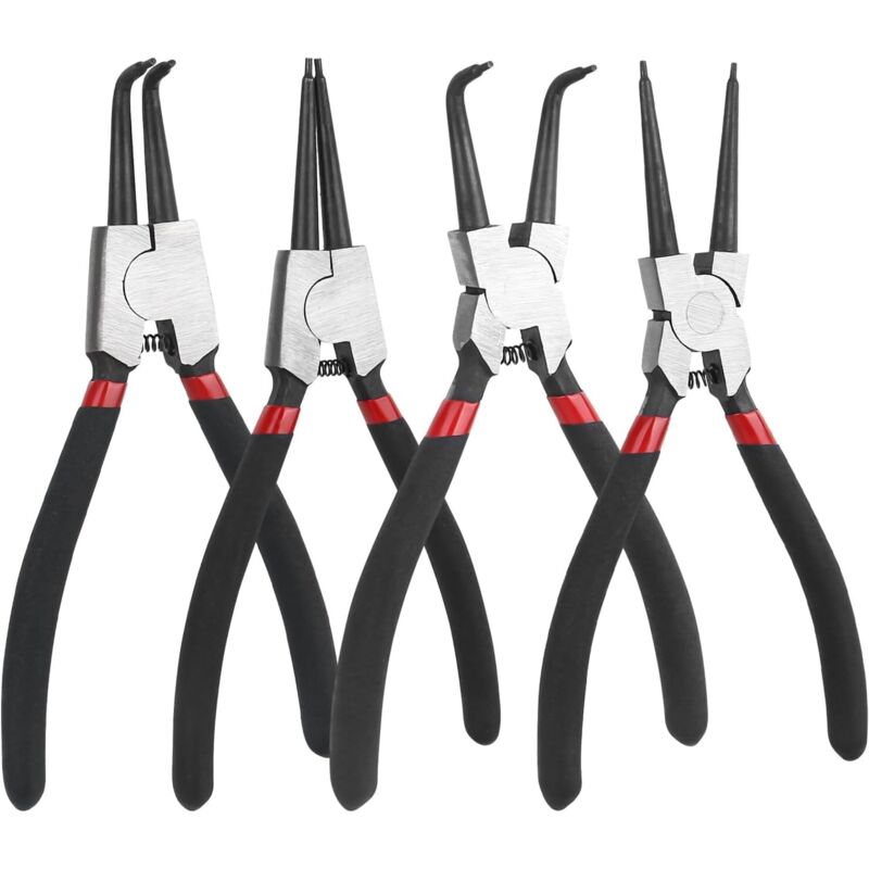 Juego de 4 alicates para anillos de retención de 180 mm con estuche de transporte