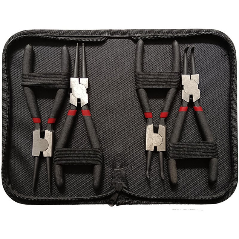 Juego de 4 alicates profesionales para anillos de retención de 18 cm (7 pulgadas), kit de alicates para anillos de retención internos y externos,