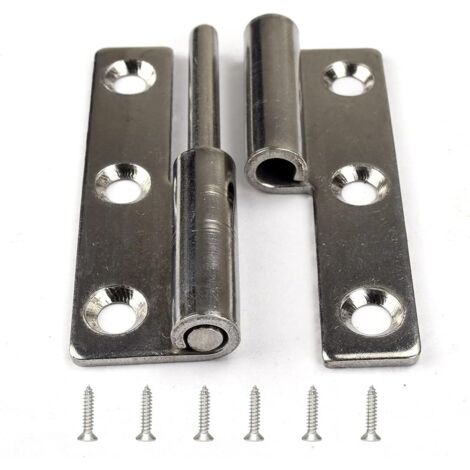 Juego de 4 bisagras de puerta desmontables de 6,4 cm, de acero inoxidable, con sistema de elevación para uso con la mano izquierda.