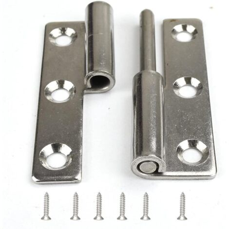Juego de 4 bisagras de puerta desmontables de acero inoxidable de 6,4 cm para uso con la mano derecha.