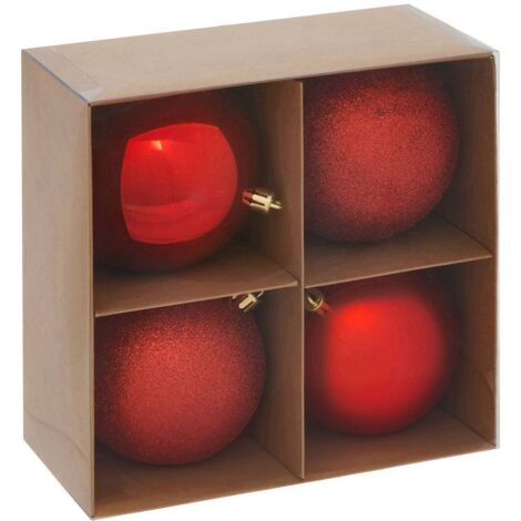 Juego de 4 bolas D.10cm poliestireno reciclado rojo - Atmosphera créateur d'intérieur