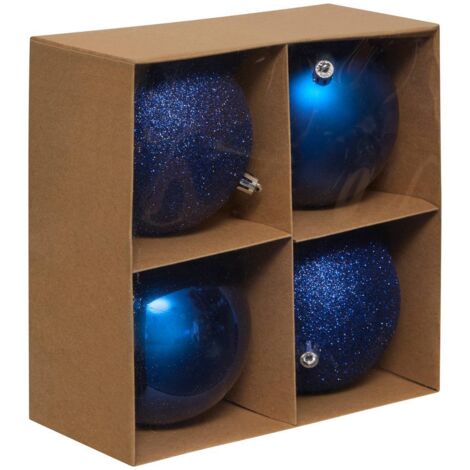 Juego de 4 bolas de poliestireno reciclado D.10cm, azul noche - Feeric lights & christmas