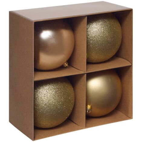 Juego de 4 bolas doradas de poliestireno reciclado, D.10cm - Feeric lights & christmas