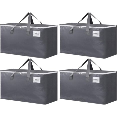 Juego de 4 bolsas de almacenamiento impermeables con cremallera para transportar y guardar ropa, color gris, 69 x 35 x 38 cm.