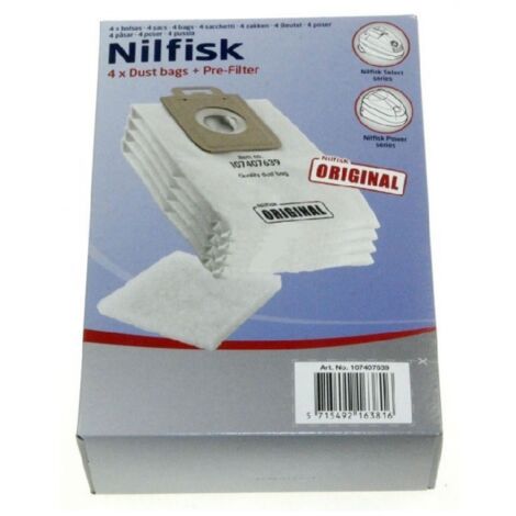 Juego de 4 bolsas de aspiradora de microfibra para aspiradora NILFISK ADVANCE 128389187