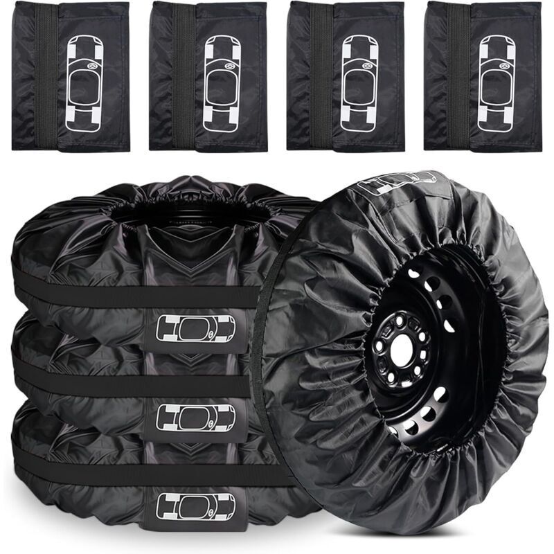 Juego de 4 bolsas para neumáticos de 19 a 23 pulgadas: bolsas impermeables y a prueba de polvo con asa de transporte, funda para neumáticos para