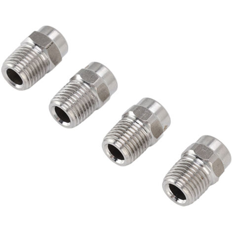 Juego de 4 boquillas roscadas de 22 mm, fabricadas en acero inoxidable 304, rosca externa G1/4, accesorios para limpiadoras de alta presión, diámetro del orificio: 0,874 mm / 0,03 pulgadas.