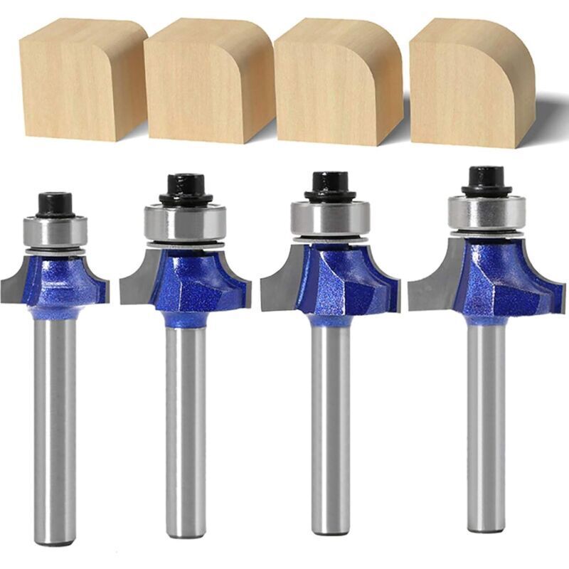 Juego de 4 brocas redondas para fresadora con vástago de 6 mm